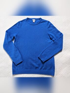 LL Bean Royal Blue Sweater 100% Cashmere Knit Pullover Crew Neck Women Small Pet